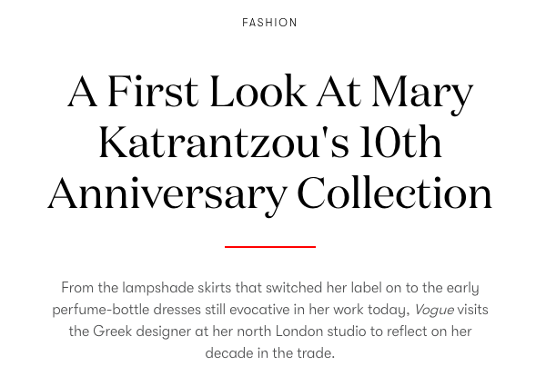Vogue / Sep 2018 ~ Interview with Mary Katrantzou